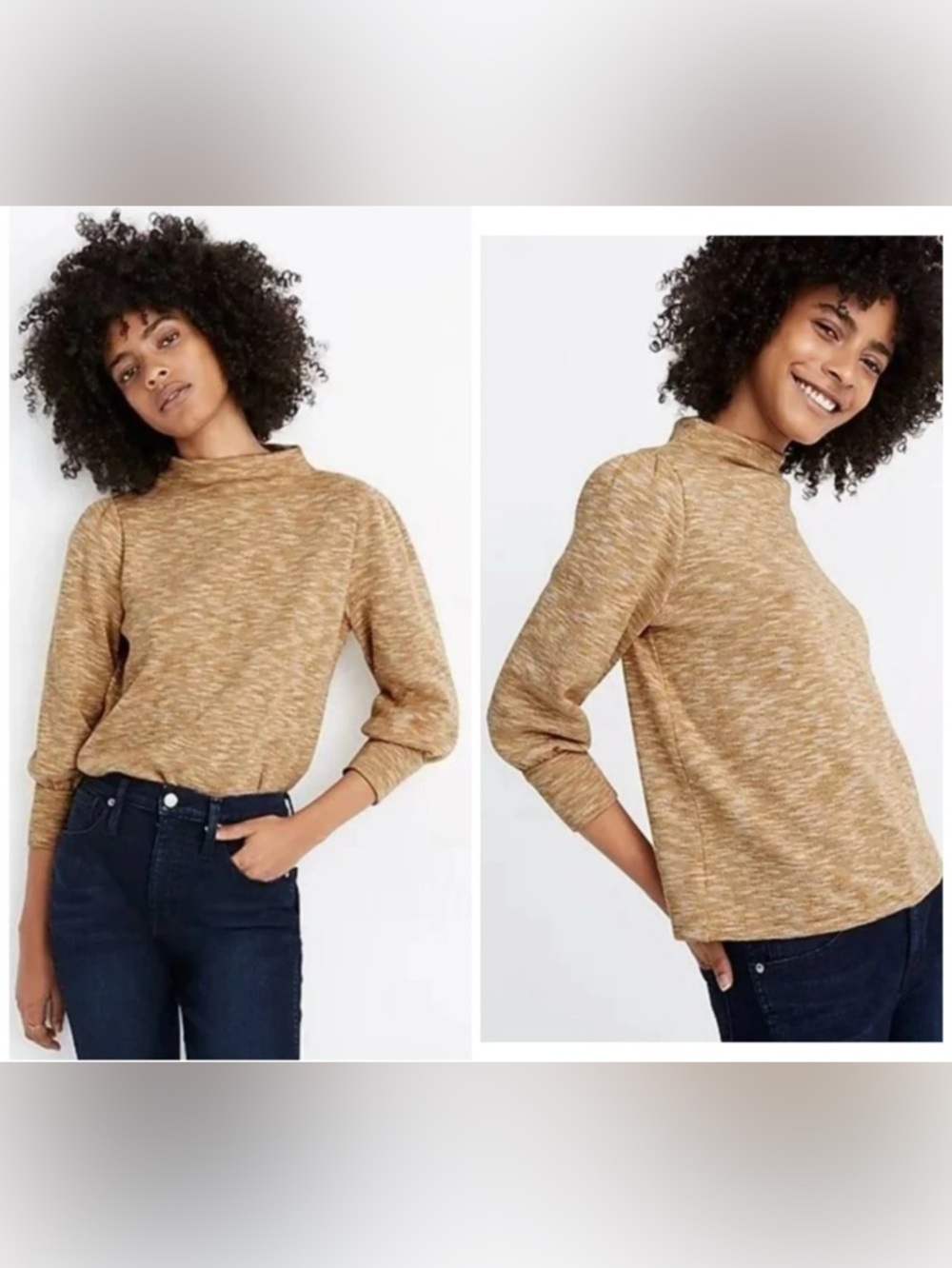 Madewell Gathered-Sleeve
Mockneck Top size small